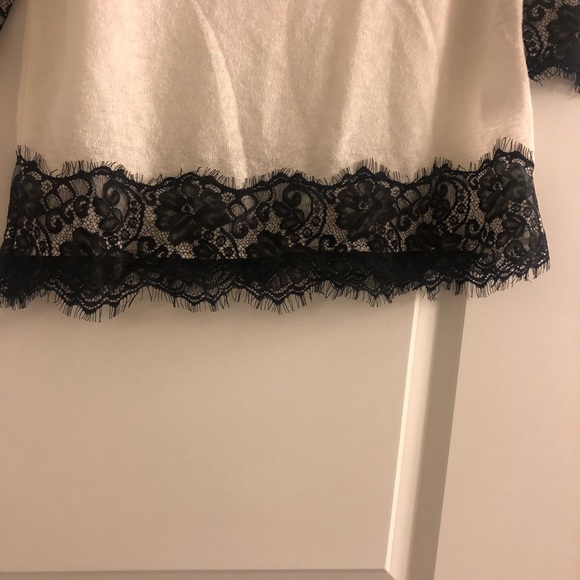New York & company white sweater with black lace - Picture 3 of 3